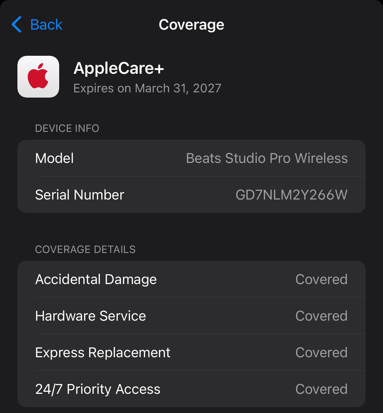 Beats Studio Pro Black Headphone with Apple Care Plus till 2027