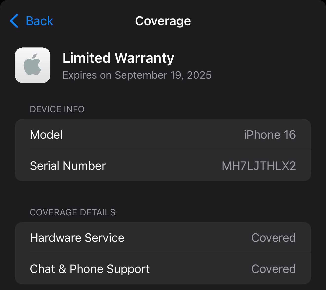 iPhone 16 Blue Dual SIM card (physical & E-sim) Unlocked with Apple care til Sep