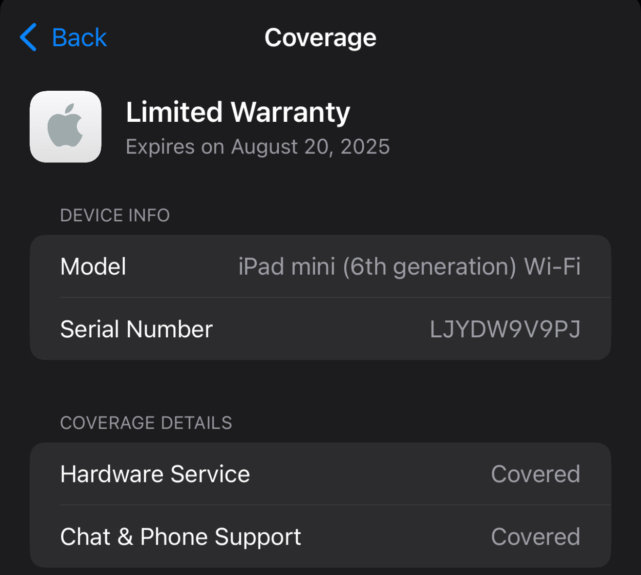 iPad Mini 6th Gen New sealed Space gray with Apple care til Aug 2025