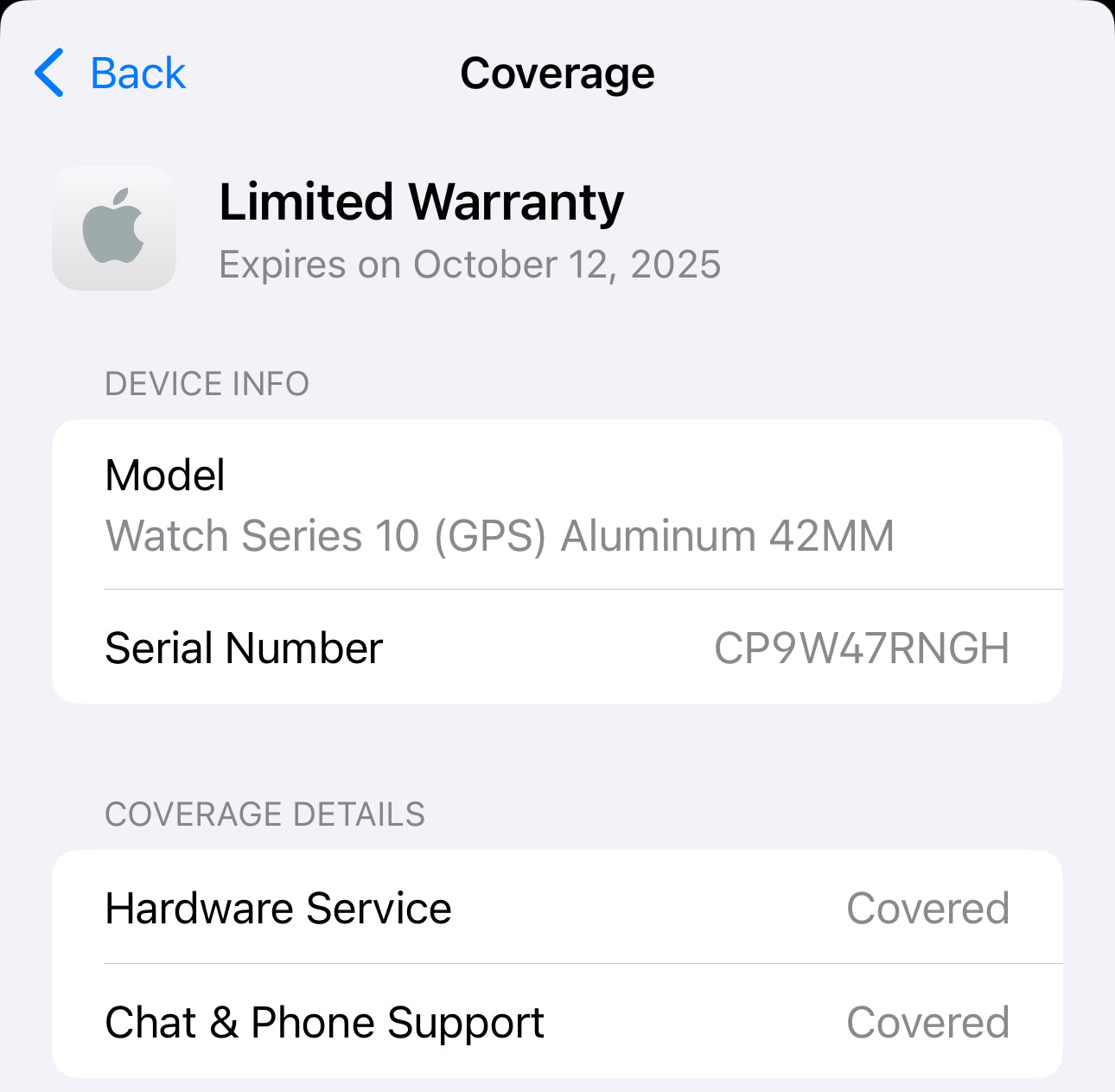 Apple Watch Series 10 42mm Pink New with Apple care till Oct 2025