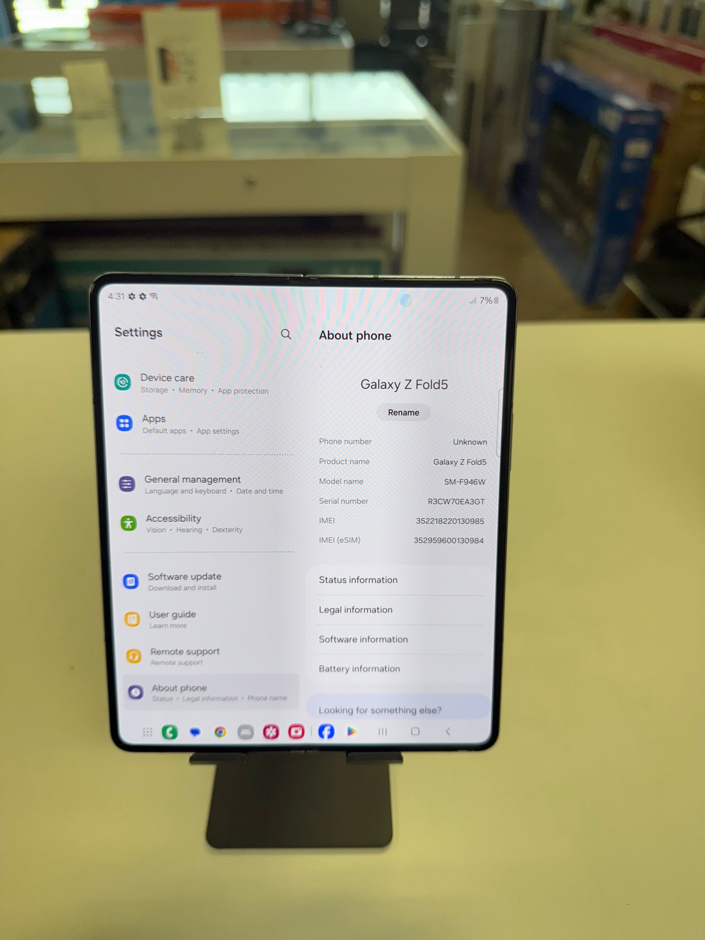 Samsung Galaxy Z Fold5 - 512 GB - Icy Blue (Unlocked) Excellent Condition