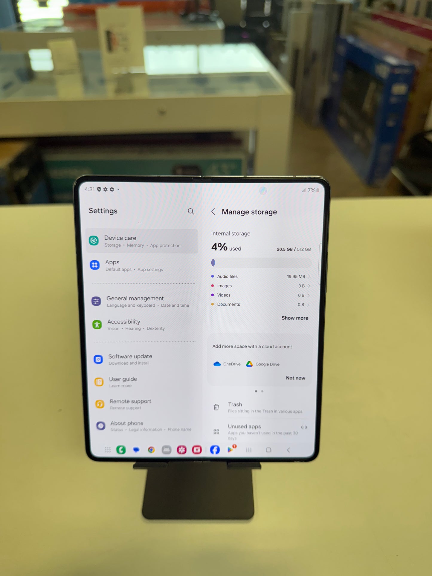 Samsung Galaxy Z Fold5 - 512 GB - Icy Blue (Unlocked) Excellent Condition