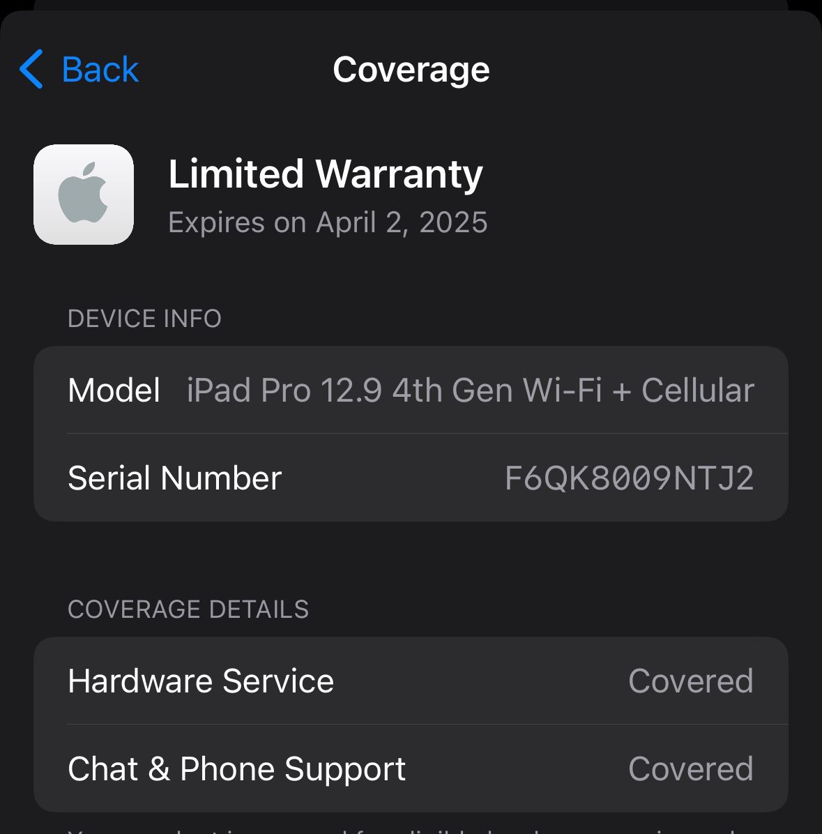 iPad Pro 4th Generation , 12.9-inch, 1TB, WIFI + 4G Unlocked Apple Care Till 2025