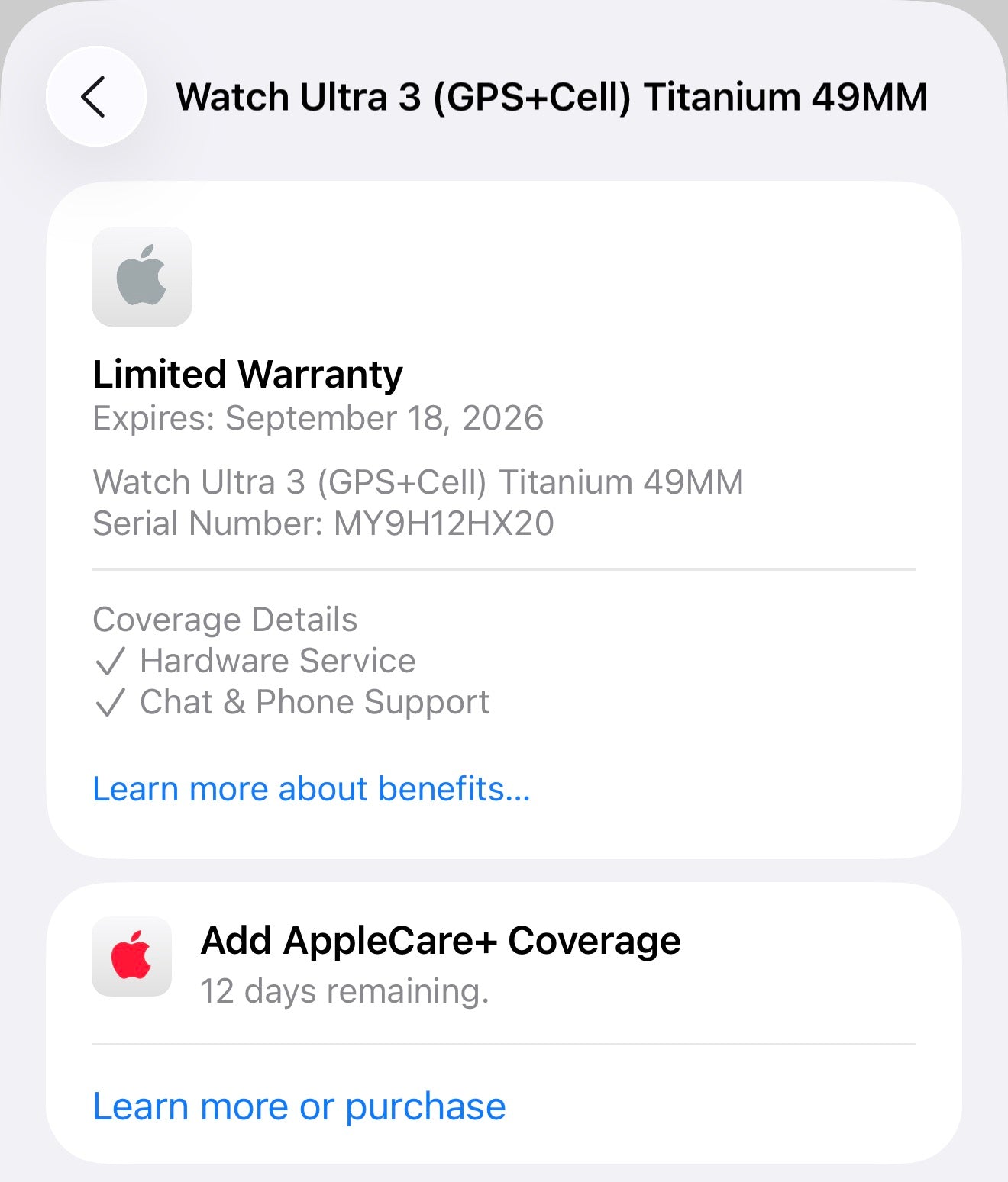 Apple Watch Ultra 3 49mm GPS Cellular Titanium Case Apple Warranty Till Sep 2026