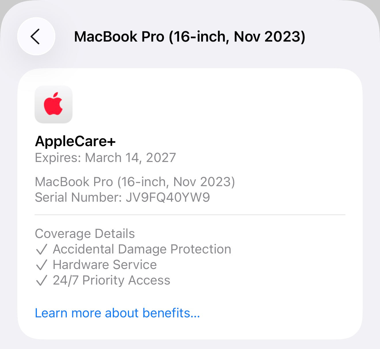 MacBook Pro 16-inch M3 Pro 18GB RAM 512GB SSD With Apple Care Plus TIL 2027