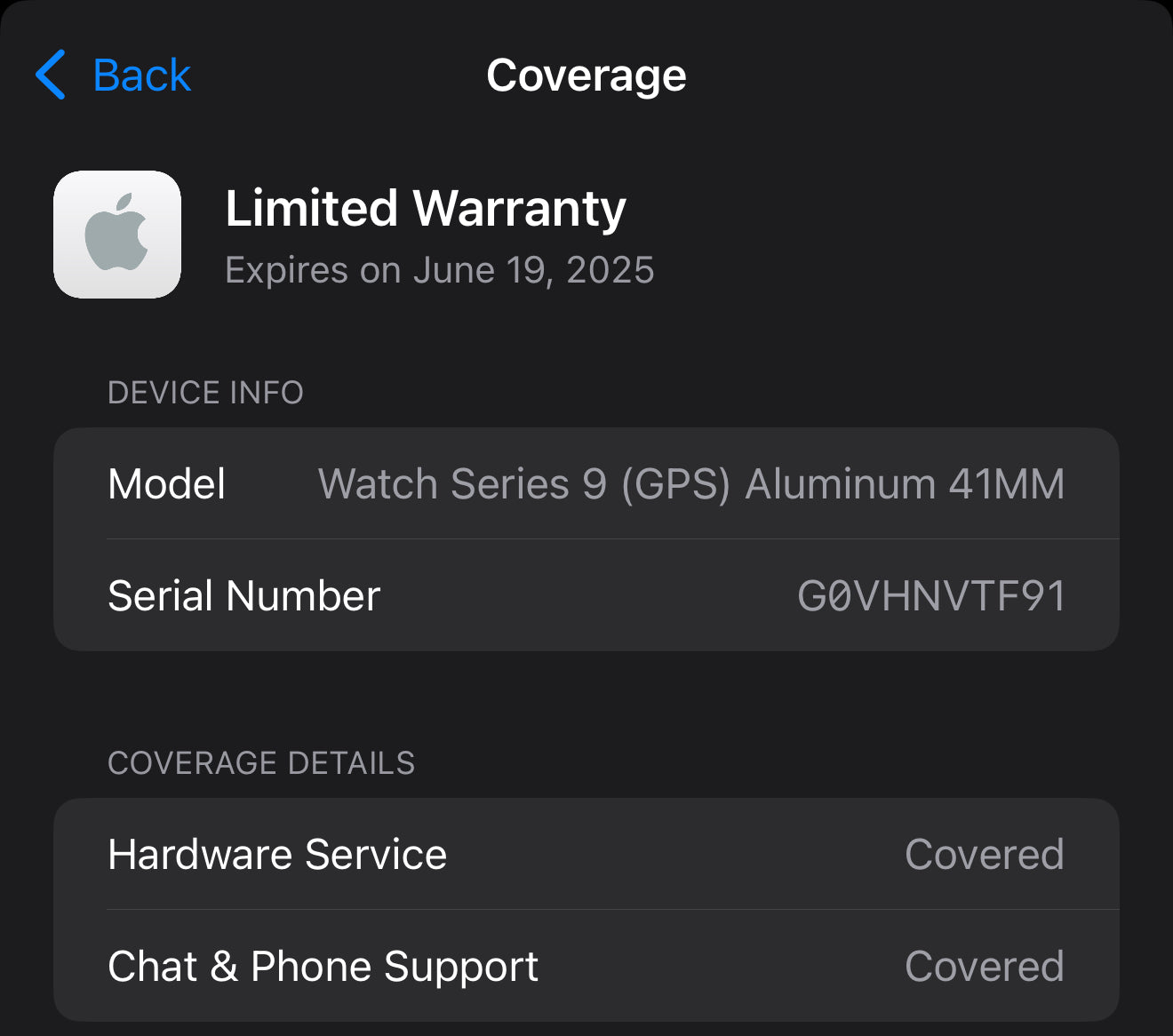 Apple Watch Series 9 41mm Midnight New With Apple Care Till June 2025