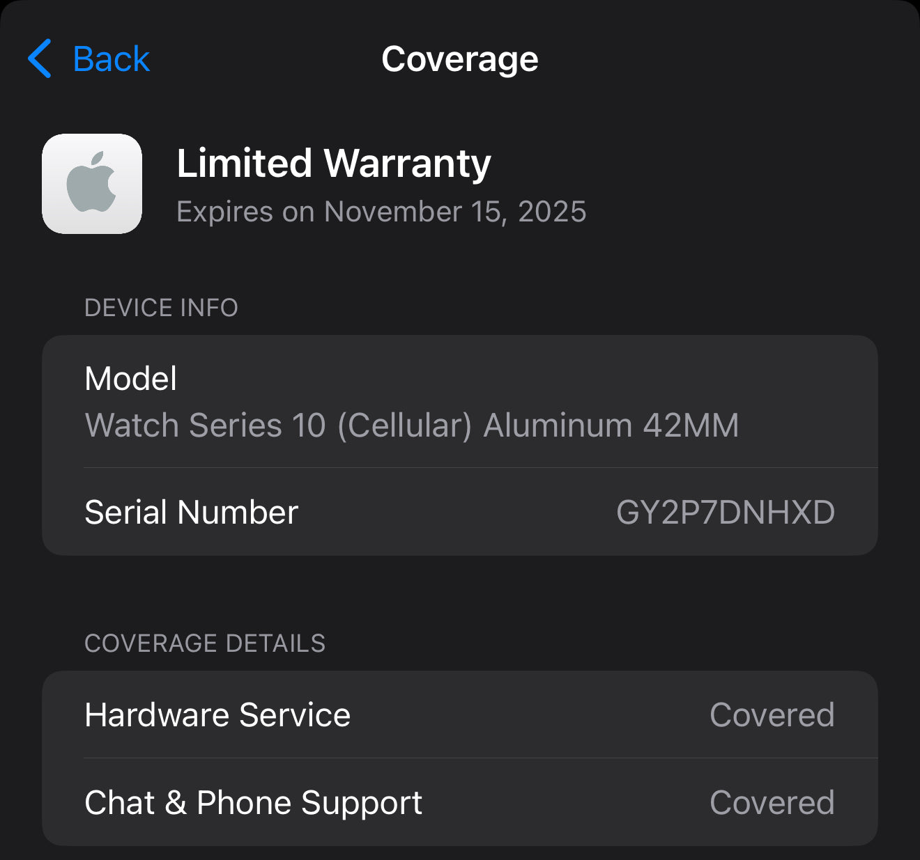 Apple Watch Series 10(GPS+Cellular) 42mm New with Apple Care till Nov 2025