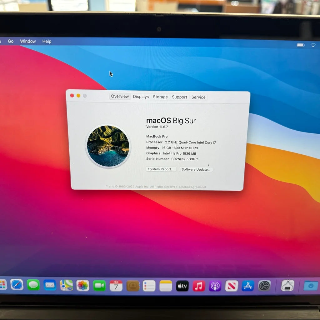 MacBook Pro 15inch I7/16/256ssd