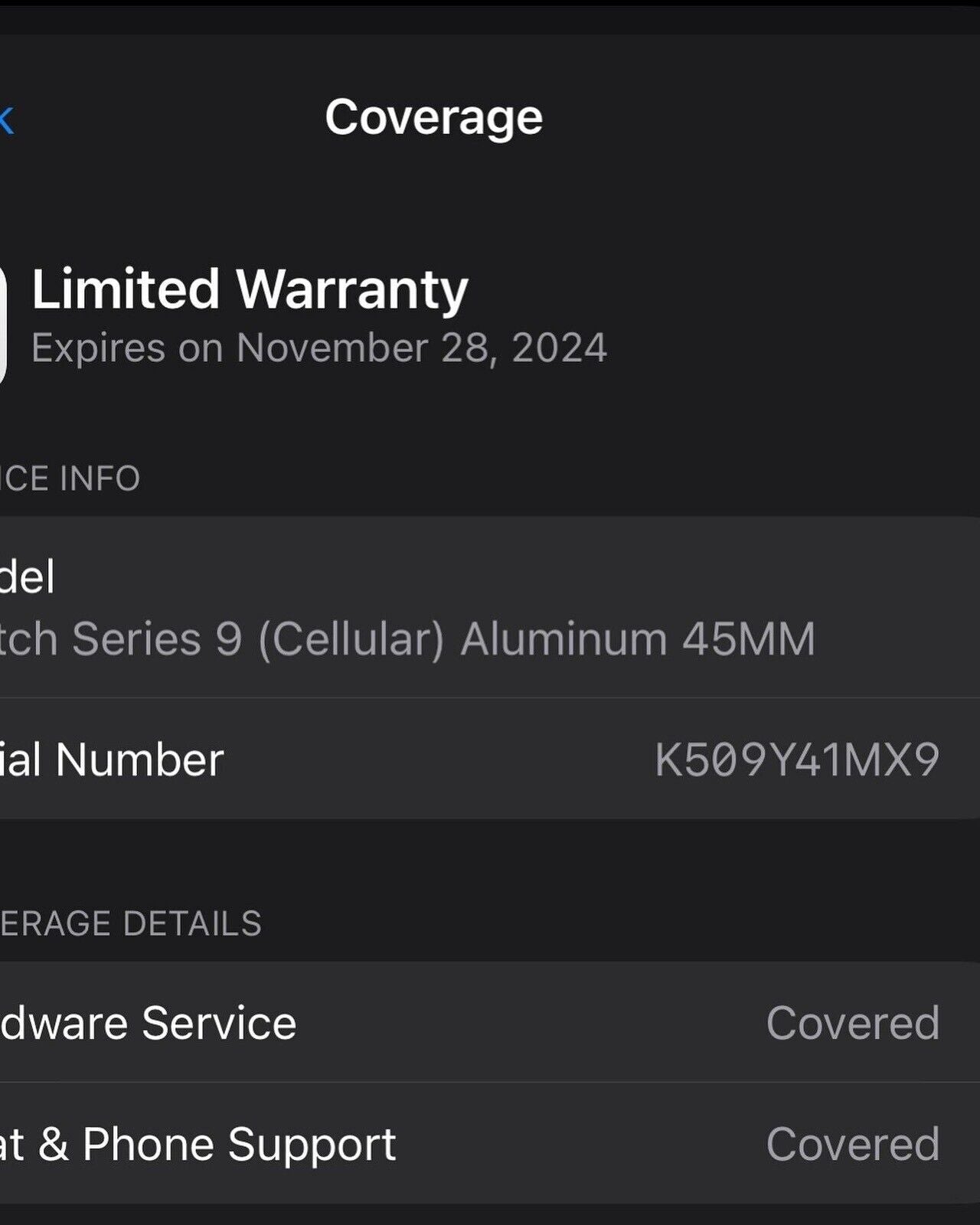 Apple Watch Series 9 45mm Silver LTE Unlocked New With Apple Care Till Nov